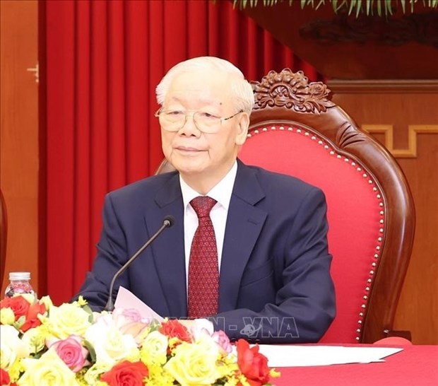 General Secretary Nguyen Phu Trong holds phone talks with Russian President