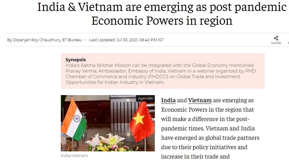 Báo Ấn Độ: Việt Nam - cường quốc kinh tế khu vực, đối tác thương mại toàn cầu