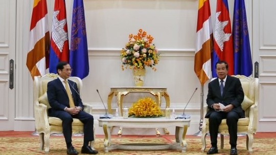 Bộ trưởng Ngoại giao Bùi Thanh Sơn chào xã giao Thủ tướng Campuchia Hun Sen