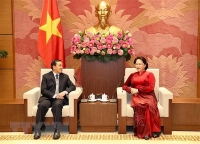 Chủ tịch Quốc hội Nguyễn Thị Kim Ngân tiếp Đại sứ Lào