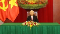 Tổng Bí thư Nguyễn Phú Trọng gửi Thư và lẵng hoa chúc mừng Tết cổ truyền của Lào và Campuchia
