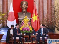 Chủ tịch nước Trần Đại Quang tiếp thân mật Thủ tướng Shinzo Abe