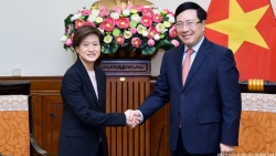 Phó Thủ tướng Phạm Bình Minh tiếp Đại sứ Singapore Catherine Wong chào từ biệt kết thúc nhiệm kỳ