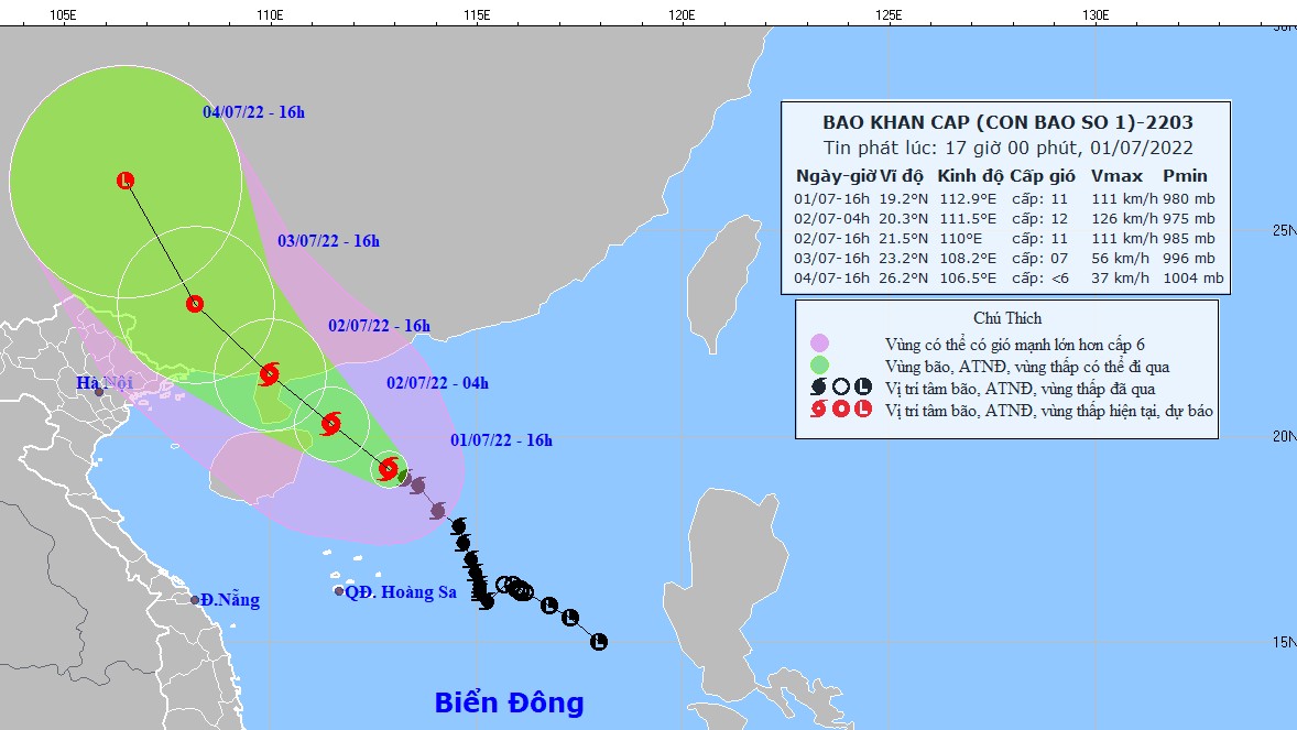 Dự báo thời tiết: Bão số 1 tạo vùng nguy hiểm trên Biển Đông, gió mạnh từ cấp 6, giật cấp 8 trở lên