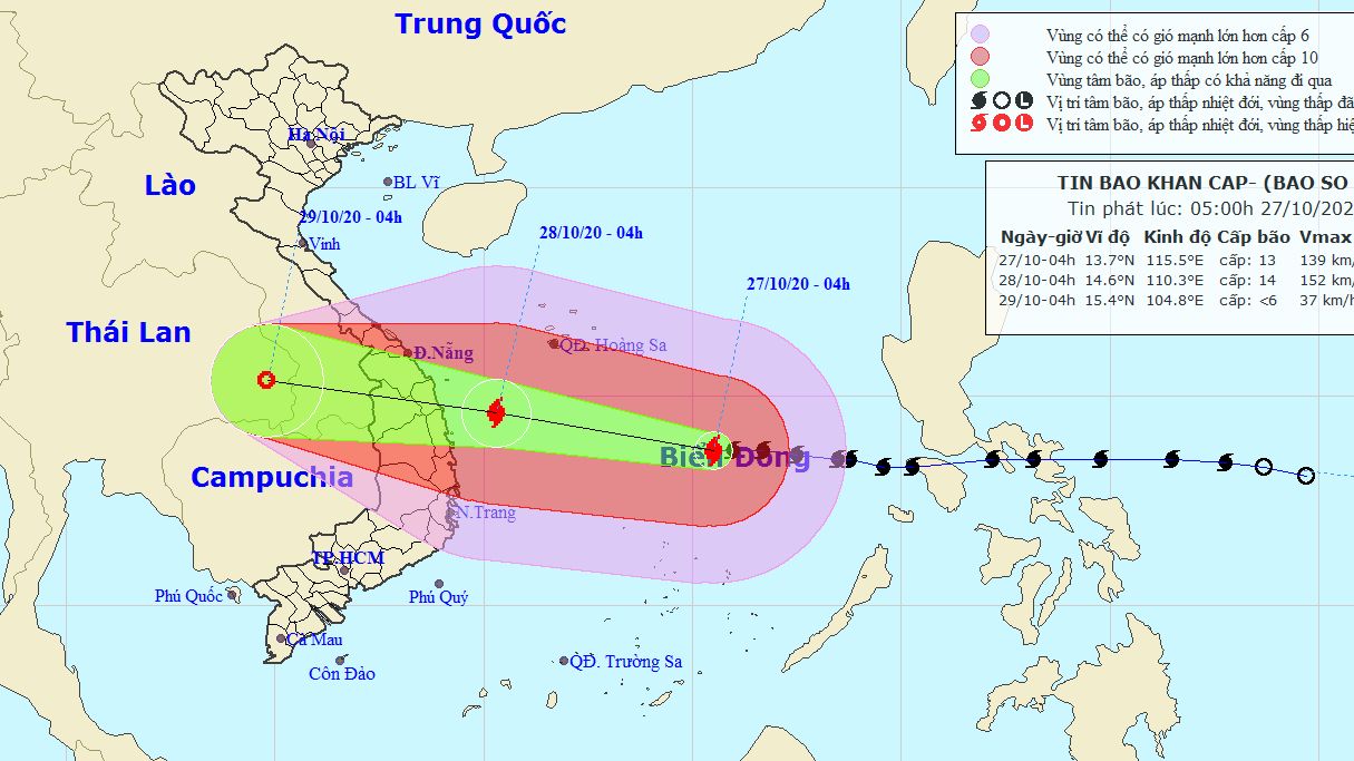 Dự báo thời tiết: Tin bão khẩn cấp cơn bão số 9, tàu thuyền trên vùng biển nguy hiểm ở Biển Đông chịu tác động của gió giật mạnh
