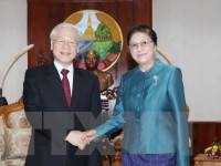 Tổng Bí thư Nguyễn Phú Trọng hội kiến Chủ tịch Quốc hội Lào